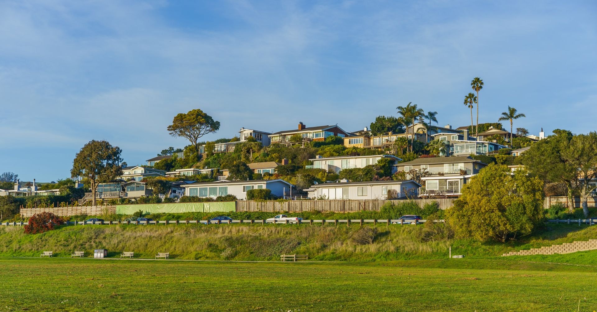 Hillside houses along a Southern California slope